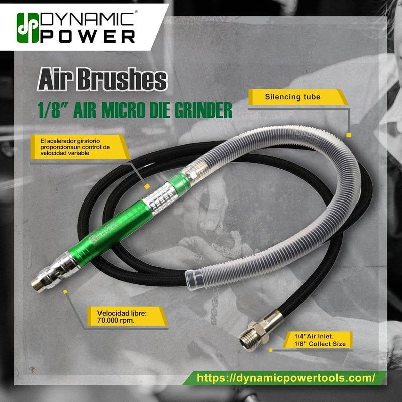 Dynamic Power Precision 1/8" Air Micro Die Grinder with Bonus Parts – Perfect for Detail Work and Smooth Finishes! -DP313321B - Image 4